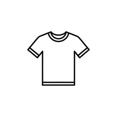 Simple outline icon of a short sleeve t shirt on a white background