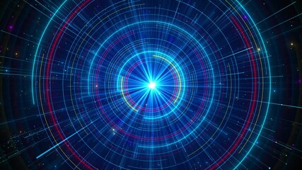 Digital cyberspace futuristic, Digital data matrix flowing and lighting, 5g high-speed connection data analysis process Round hud element for abstract technology background. Virtual for futuristic 3D - Powered by Adobe