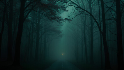 Ein abstrakter Hintergrund, inspiriert von einem dichten Wald um Mitternacht. Tiefe Schwarz-, Indigo- und Dunkelgrüntöne, mit schwachen Umrissen von Ästen und Blättern. KI Generated