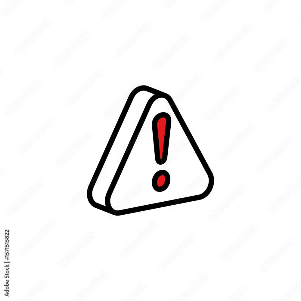 Poster icon showing a triangular warning sign with a red exclamation mark for alert and caution notificatio