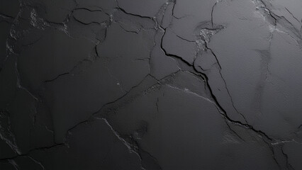 Ein minimalistischer, dunkler Hintergrund mit natürlichen, anthrazitfarbenen Steinstrukturen, organischen Risslinien und mineralischen Adern. KI Generated