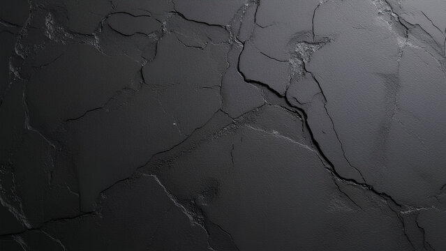 Ein minimalistischer, dunkler Hintergrund mit nat&uuml;rlichen, anthrazitfarbenen Steinstrukturen, organischen Risslinien und mineralischen Adern. KI Generated