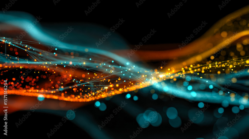 Aufkleber dynamic abstract light trails with vibrant glowing points and streaks in motion