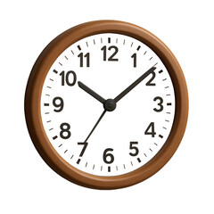 Elegant Round Wall Clock with Wooden Frame and Black Face Depicting Precise Time Measurement and Classic Design