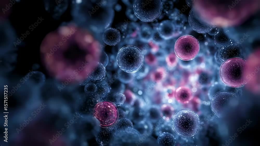 Aufkleber microscopic view of cells reproducing and regenerating human tissue, creating a futuristic medical a