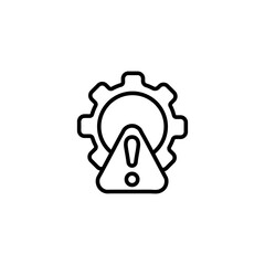 Icon showing a warning sign inside a gear, representing alert and caution in settings.