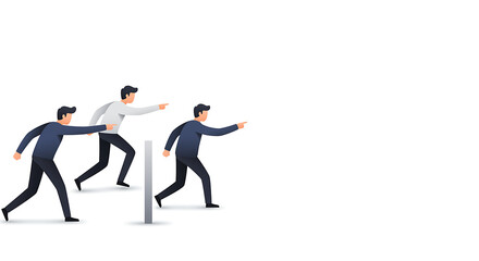 Three people pointing forward business team concept on white background