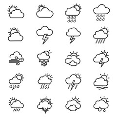 Weather icons, white isolate background