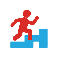 Red stick figure climbing blue steps on Diabetes concept vector
