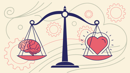 Balance between heart and mind concept for emotional intelligence and rational thinking illustration vector