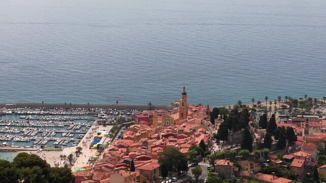 Menton France cote de lazur drone shot