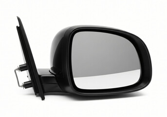 side rear-view mirror on a car isolated with clipping path on white background