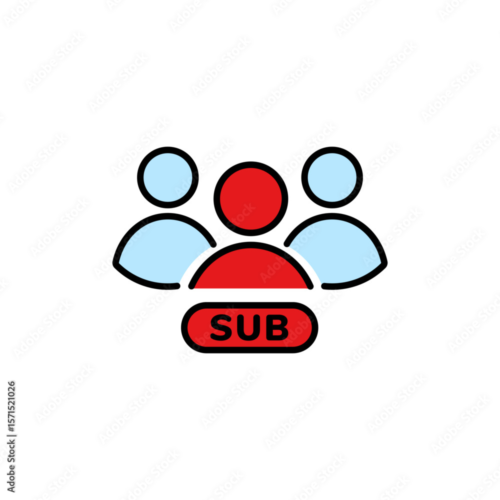 Poster icon shows a group of three figures with a subscription button at the front center position.