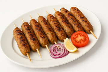 Middle Eastern kebab with white background