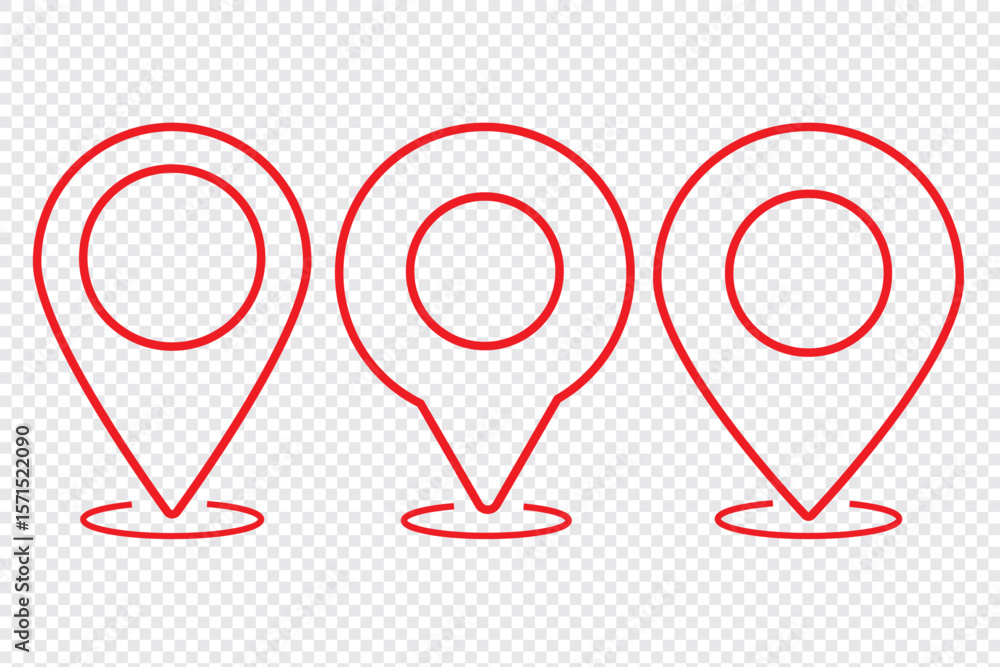 Poster location line vector icon set. point illustration sign collection. geolocation gps tag icons set. pl