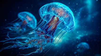Naklejka premium Bioluminescent jellyfish in your imagination