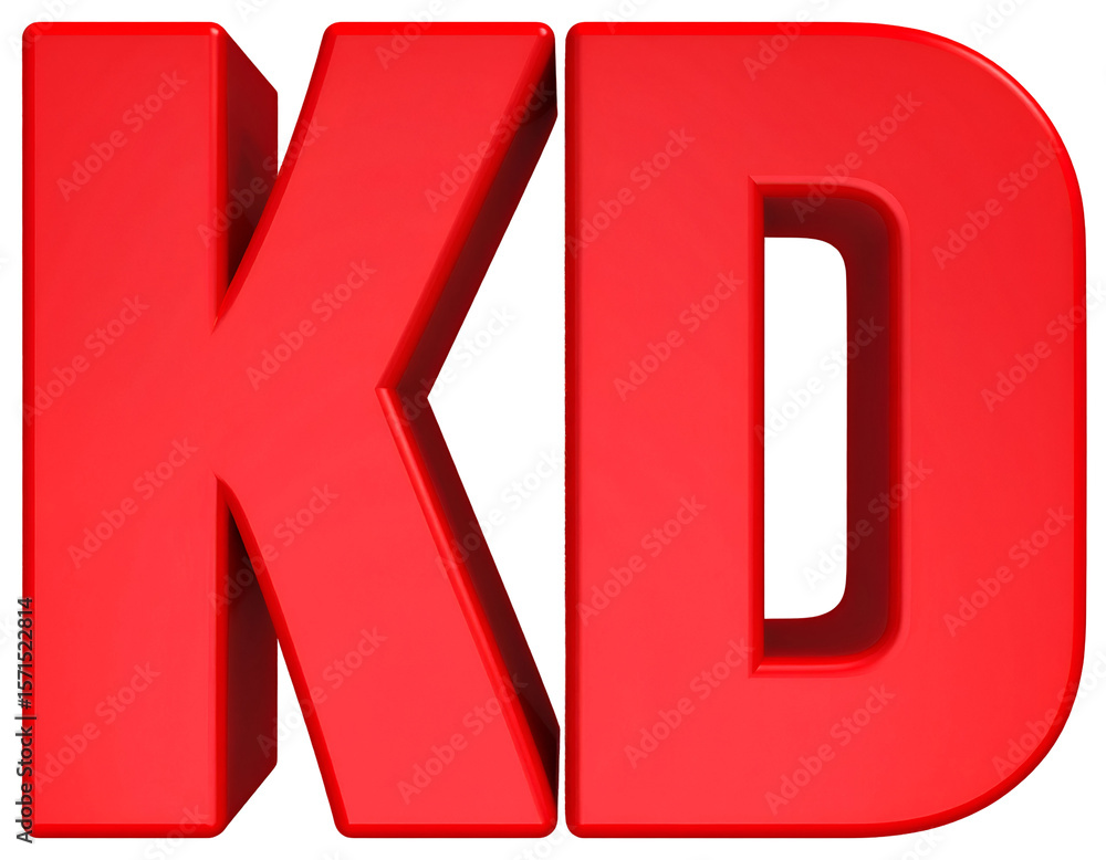 Fototapete dynamic red capital letters k and d rendered with a sleek and modern three dimensional design.
