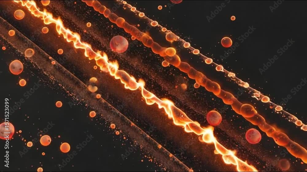 Aufkleber abstract flowing energy: dynamic streaks of vibrant energy flow across a dark background, interspers