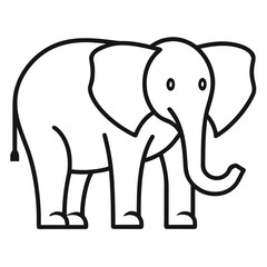 Simple black outline drawing of an elephant isolated on white background