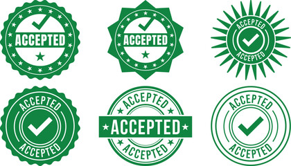 Green accepted stamp vector graphics showcase approval and validation icons isolated on transparent background