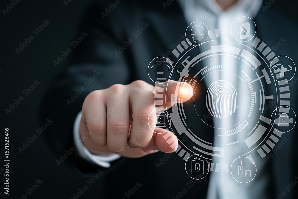 Poster fingerprint scan digital interface technology