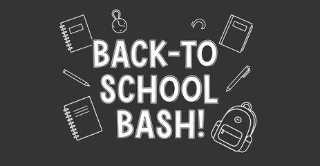 Back to school bash event flyer template vector design with school supplies