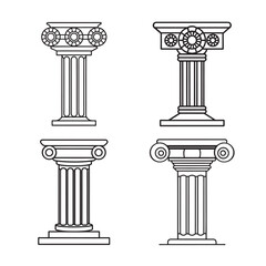 Obraz premium line art of architectural mandala bundle on the white background