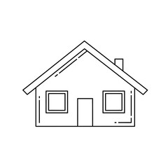 Fototapeta premium Illustration of a simple house with a chimney and two windows