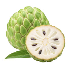 Whole Sugar Apple with Slice , Isolated ,Cut Out