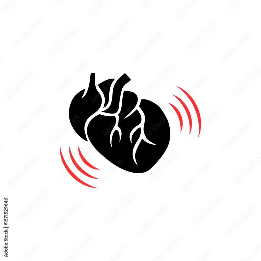 Aufkleber anatomical heart icon with expressive lines showing a vibrating effect in eye-catching style.
