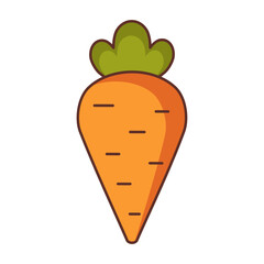 Carrot isolated vector illustration. Vegetable icon or logo. Organic healthy food natural clipart element. Farmers market or grocery store produce. Farm harvest.