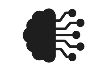 simple black artificial intelligence symbol, modern tech design on transparent

