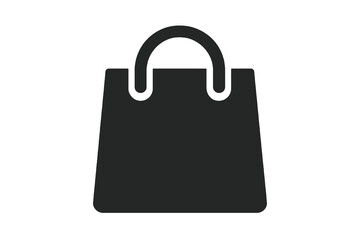 simple black shopping bag symbol, minimal clean design on transparent