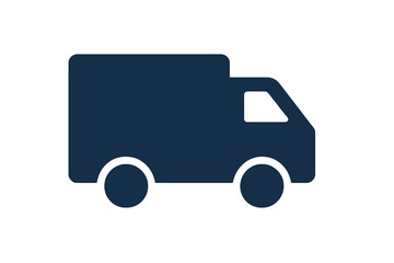 dark blue delivery truck icon with transparent background, flat design