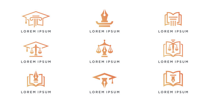 Set of unique law education logo combine