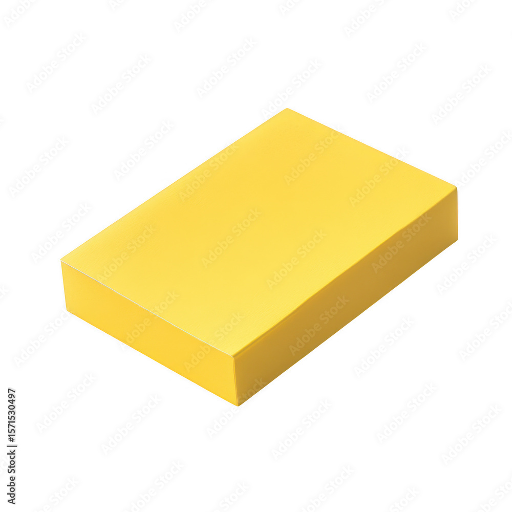 Poster a bright yellow rectangular prism object with clean edges and a smooth matte finish isolated on tran