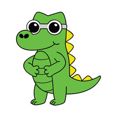 Cartoon crocodile wearing sunglasses standing confidently