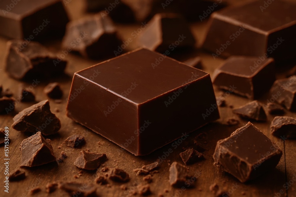 Aufkleber indulge in the richness of chocolate with a close-up view of a tempting square piece, surrounded by 