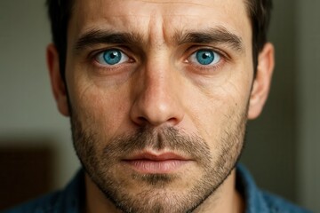 Obraz premium A moment of contemplation captured in the eyes of a man with a beard