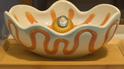 Decorative Ceramic Bowl with Artistic Design and Unique Centerpiece