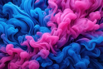 Obraz premium A vibrant dance of blue and pink smoke, swirling in a mesmerizing pattern