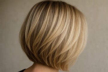 Naklejka premium the soft waves of a woman's hair against a muted backdrop