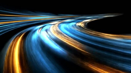 Futuristic light trails abstract motion background with vibrant blue and gold colors - Powered by Adobe