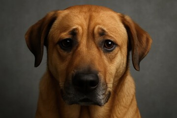 Obraz premium A gentle-eyed brown dog with a somber expression