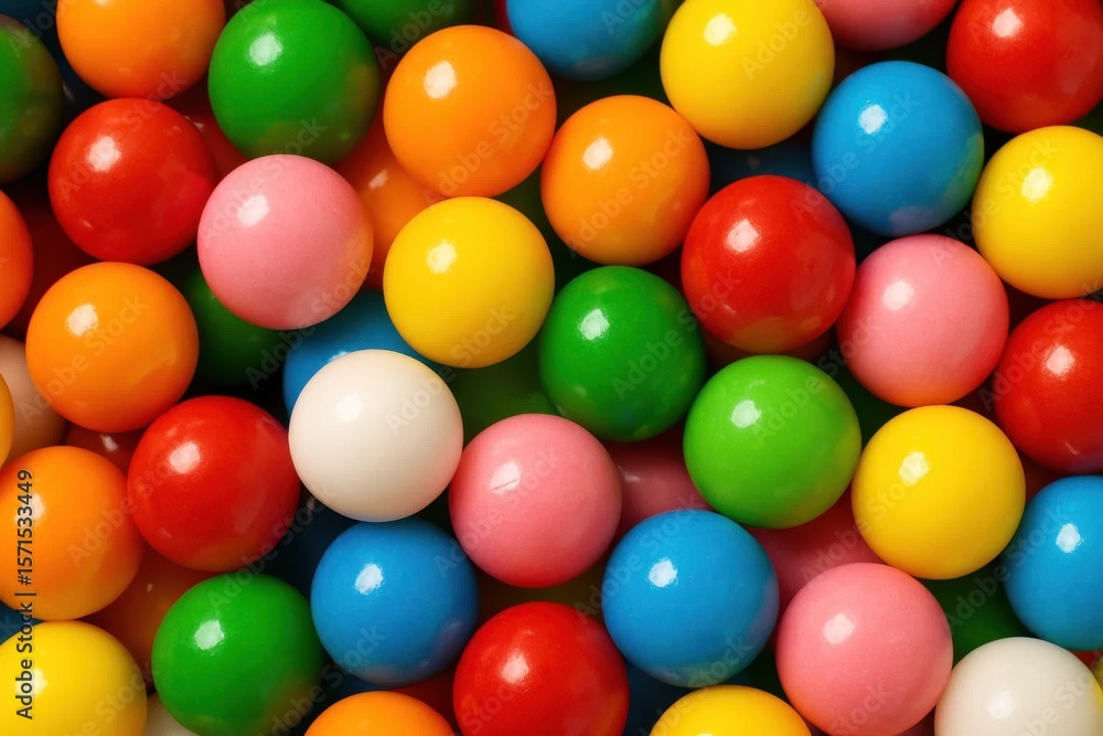 Poster a vibrant array of candy balls in a colorful assortment