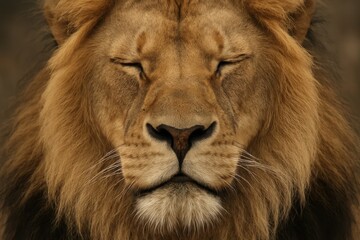 Fototapeta premium The Serene Face of a Lion