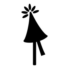 Stylized icon of a birthday or celebration party hat with stars