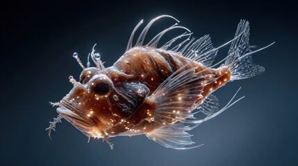 Detailed, artistic depiction of a luminous deep-sea fish.