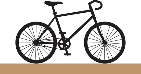 Black and white vector illustration of a bicycle isolated on a white background for design