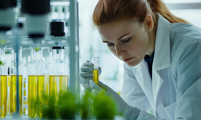 Innovative bcg bio-circular economy research laboratory scientific experiment sustainable environment close-up view collaboration for impact